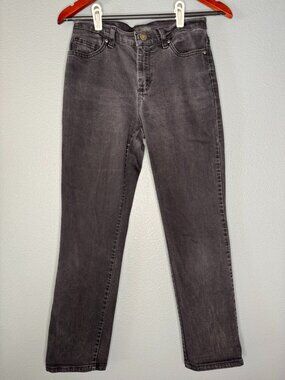 Lee Original Rise Womens Size 4 Black Washed Straight Leg Stretch Jeans